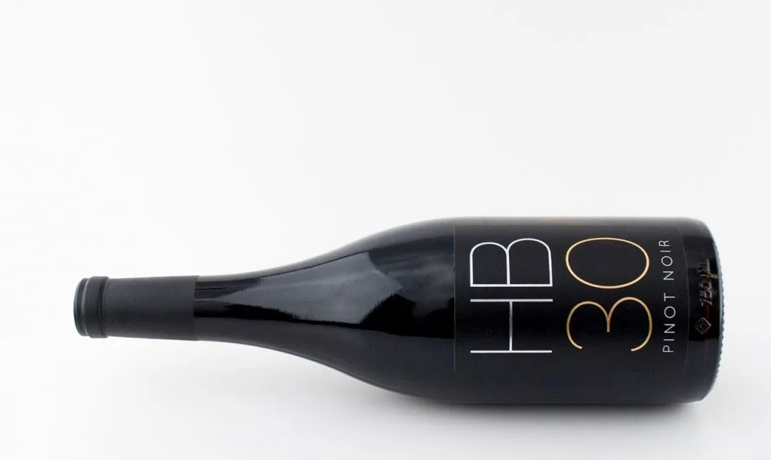 HartmanBaldwin 30 Year Celebration Wine Bottle - Hartman Baldwin Bottle of wine with GB 30 Pinot Noir printed on the label.