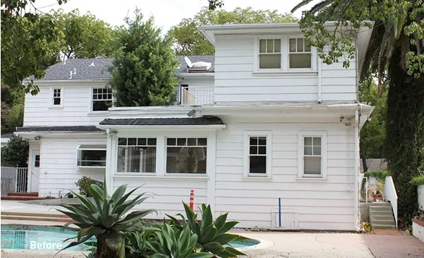 Pitzer Project by HartmanBaldwin - Hartman Baldwin Before image of house with white walls and pool.