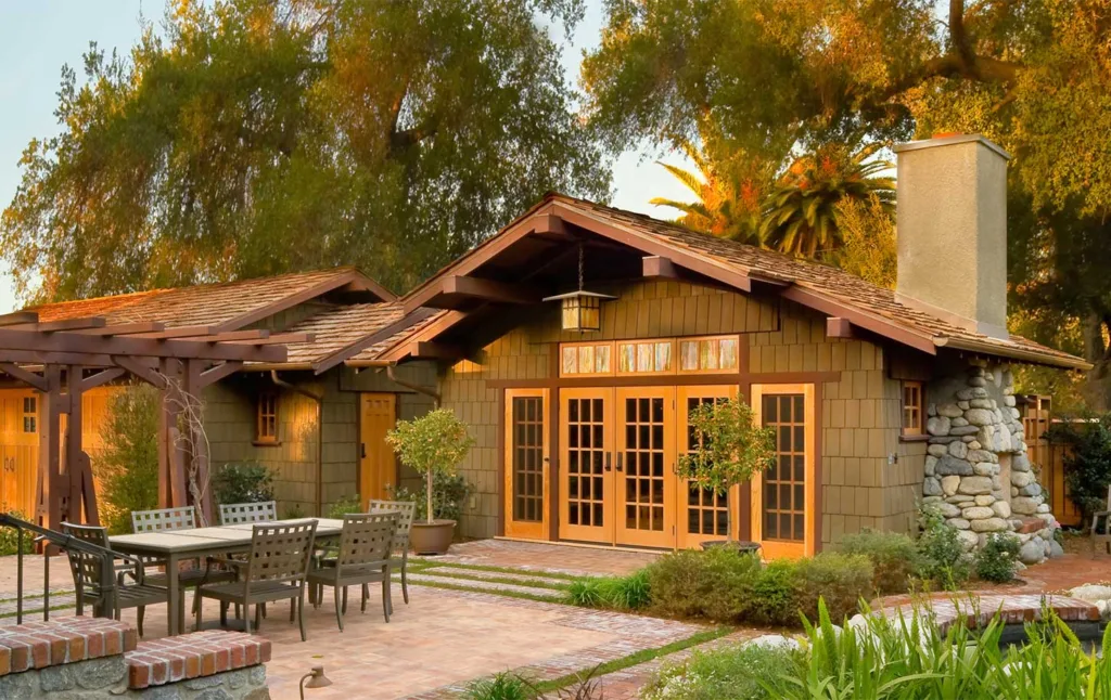 Historic Greene & Greene Home Restoration in Southern California Outdoor Area - Hartman Baldwin Historic Greene & Greene Home Restoration in Southern California Outdoor Area Design by HartmanBaldwin