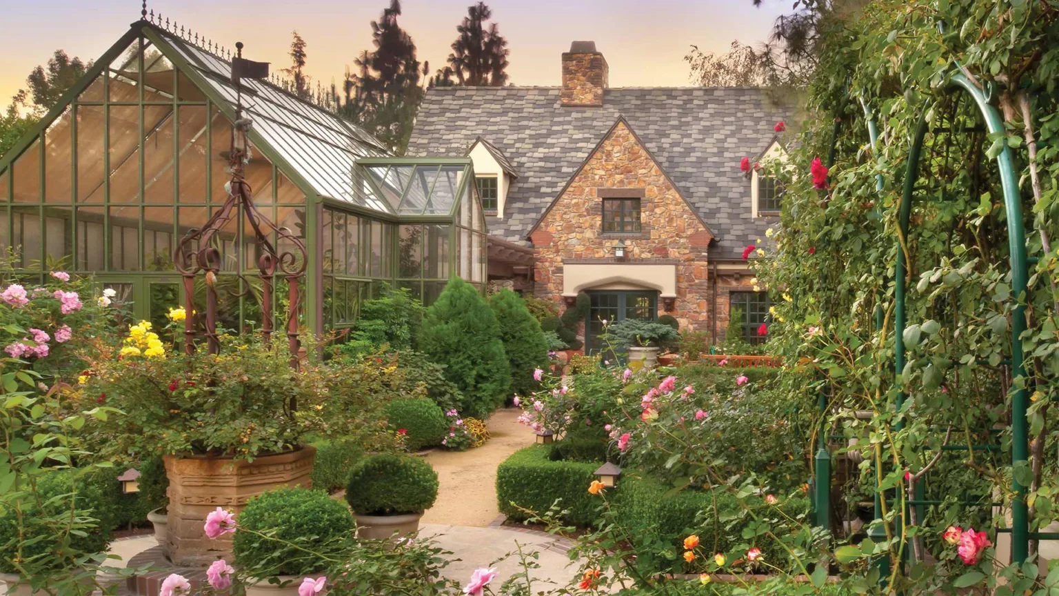 English Style Tutor Home with Greenhouse by HartmanBaldwin