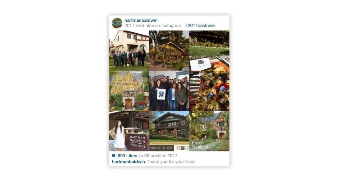 HartmanBaldwin Top 9 Interiors from Instagram - Hartman Baldwin Instagram post showcasing projects and a year-in-review for 2017.