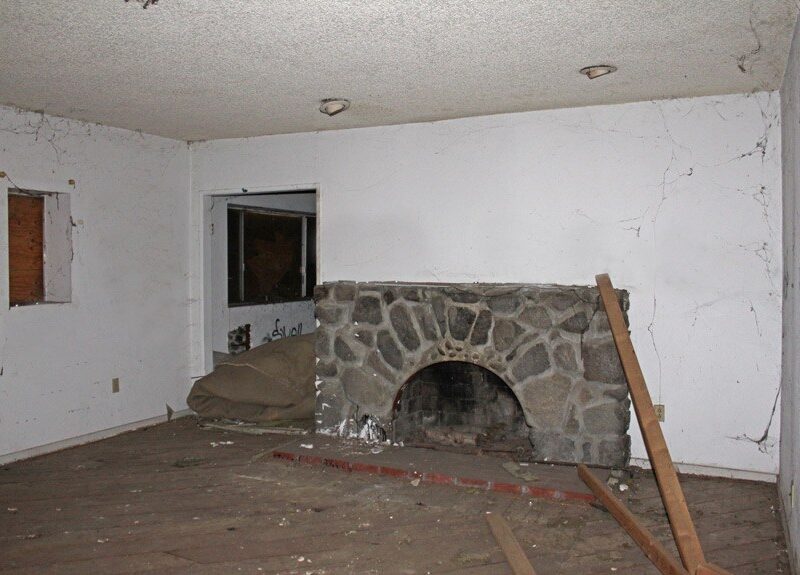 Before image of interior fireplace of the canyon residence project.