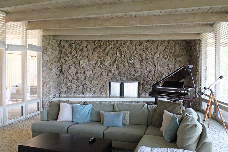 Mid-Century Modern Custom Home Remodel Living Room Piano