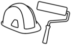 Hard Hat and Paint Roller Graphic
