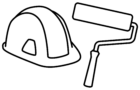 Whole Home Remodeling Services by HartmanBaldwin Hard Hat and Paint Roller Icon