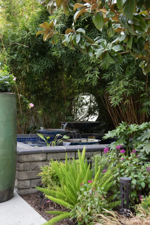 HartmanBaldwin Oak Knoll Residence Mid-Century Modern Backyard Fountain Detail - Hartman Baldwin Mid-Century Modern Garden Renovation