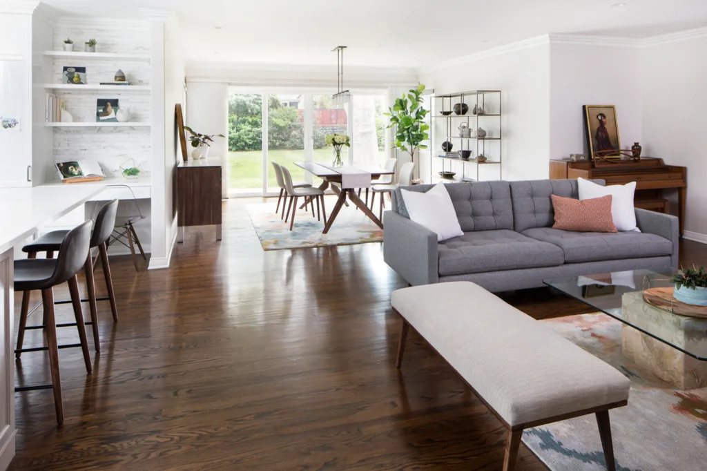 HartmanBaldwin Cordova Residence Contemporary Remodel Living and Dining Rooms - Hartman Baldwin Bright and contemporary open concept living room, dining room and kitchen remodel