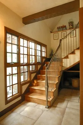HartmanBaldwin Pomello Residence Guest House Staircase - Hartman Baldwin Staircase inside new English Tudor-style ADU guest house